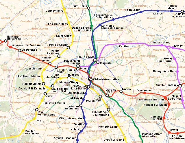 Mappa RER di Parigi Mappa RER di Parigi